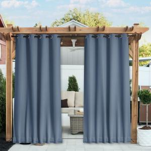 image:imageNICETOWN 2 Panels Weighted Blackout Cabana Curtains Outdoor Patio W52 x L84 Windproof Top amp Bottom Grommet amp Back Tab Thermal Heavyweight Drapes Keep Privacy for YardPorch Biscotti BeigeStone Blue