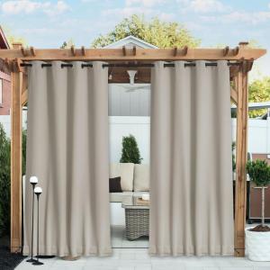 image:imageNICETOWN 2 Panels Weighted Blackout Cabana Curtains Outdoor Patio W52 x L84 Windproof Top amp Bottom Grommet amp Back Tab Thermal Heavyweight Drapes Keep Privacy for YardPorch Biscotti BeigeNatural