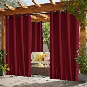 image:imageNICETOWN 2 Panels Weighted Blackout Cabana Curtains Outdoor Patio W52 x L84 Windproof Top amp Bottom Grommet amp Back Tab Thermal Heavyweight Drapes Keep Privacy for YardPorch Biscotti BeigeRed