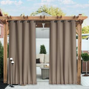 image:imageNICETOWN 2 Panels Weighted Blackout Cabana Curtains Outdoor Patio W52 x L84 Windproof Top amp Bottom Grommet amp Back Tab Thermal Heavyweight Drapes Keep Privacy for YardPorch Biscotti BeigeSoft Brown