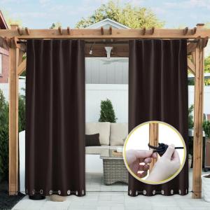 image:imageNICETOWN 2 Panels Weighted Blackout Cabana Curtains Outdoor Patio W52 x L84 Windproof Top amp Bottom Grommet amp Back Tab Thermal Heavyweight Drapes Keep Privacy for YardPorch Biscotti BeigeCoffee