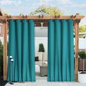 image:imageNICETOWN 2 Panels Weighted Blackout Cabana Curtains Outdoor Patio W52 x L84 Windproof Top amp Bottom Grommet amp Back Tab Thermal Heavyweight Drapes Keep Privacy for YardPorch Biscotti BeigePeacock Teal
