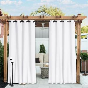 image:imageNICETOWN 2 Panels Weighted Blackout Cabana Curtains Outdoor Patio W52 x L84 Windproof Top amp Bottom Grommet amp Back Tab Thermal Heavyweight Drapes Keep Privacy for YardPorch Biscotti BeigePure White