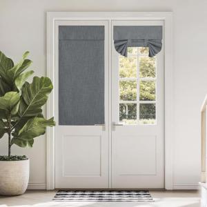 image:imageNICETOWN Blackout Door Curtain  Blinds for Indoor Windows Thermal Insulated Trica Window Covering for Patio French Door Front Privacy Sidelight Glass Curtain W26 x L72 inch 1 Panel GreyDark Grey