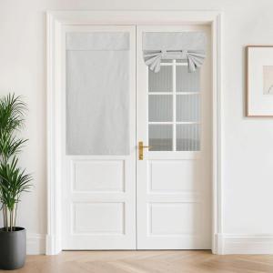 image:imageNICETOWN Blackout Door Curtain  Blinds for Indoor Windows Thermal Insulated Trica Window Covering for Patio French Door Front Privacy Sidelight Glass Curtain W26 x L72 inch 1 Panel GreyLight Grey