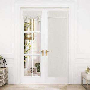 image:imageNICETOWN Blackout Door Curtain  Blinds for Indoor Windows Thermal Insulated Trica Window Covering for Patio French Door Front Privacy Sidelight Glass Curtain W26 x L72 inch 1 Panel GreyOff White