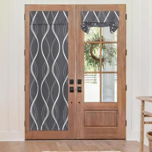 image:imageNICETOWN Blackout Door Curtain  Blinds for Indoor Windows Thermal Insulated Trica Window Covering for Patio French Door Front Privacy Sidelight Glass Curtain W26 x L72 inch 1 Panel GreyFoil Printed Grey
