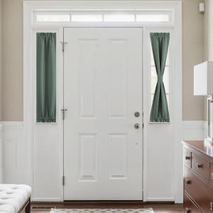 image:imageNICETOWN Door Curtain Panel Grey French Door Curtains Blackout Thermal Insulated Curtain Sidelight Privacy for WindowLiving RoomDoorwaysClassroom 25W by 72L inches 1 PanelDark Mallard