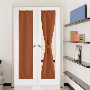 image:imageNICETOWN Door Curtain Panel Grey French Door Curtains Blackout Thermal Insulated Curtain Sidelight Privacy for WindowLiving RoomDoorwaysClassroom 25W by 72L inches 1 PanelBurnt Orange