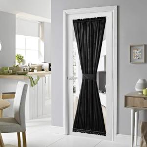 image:imageNICETOWN Door Curtain Panel Grey French Door Curtains Blackout Thermal Insulated Curtain Sidelight Privacy for WindowLiving RoomDoorwaysClassroom 25W by 72L inches 1 PanelVelvetblack