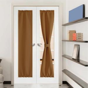 image:imageNICETOWN Door Curtain Panel Grey French Door Curtains Blackout Thermal Insulated Curtain Sidelight Privacy for WindowLiving RoomDoorwaysClassroom 25W by 72L inches 1 PanelGold Brown
