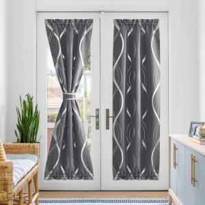 image:imageNICETOWN Door Curtain Panel Grey French Door Curtains Blackout Thermal Insulated Curtain Sidelight Privacy for WindowLiving RoomDoorwaysClassroom 25W by 72L inches 1 PanelFoil Gray