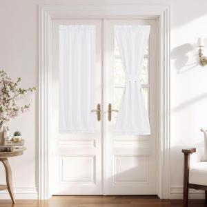 image:imageNICETOWN Door Curtain Panel Grey French Door Curtains Blackout Thermal Insulated Curtain Sidelight Privacy for WindowLiving RoomDoorwaysClassroom 25W by 72L inches 1 PanelWhite