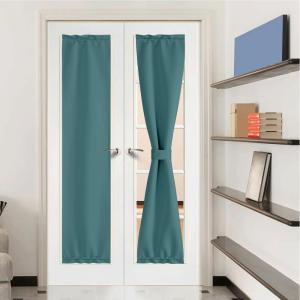 image:imageNICETOWN Door Curtain Panel Grey French Door Curtains Blackout Thermal Insulated Curtain Sidelight Privacy for WindowLiving RoomDoorwaysClassroom 25W by 72L inches 1 PanelSea Teal