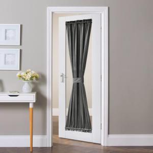 image:imageNICETOWN Door Curtain Panel Grey French Door Curtains Blackout Thermal Insulated Curtain Sidelight Privacy for WindowLiving RoomDoorwaysClassroom 25W by 72L inches 1 PanelVelvetgrey