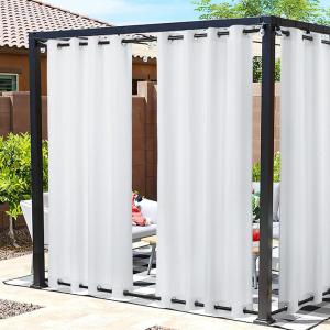 image:imageNICETOWN Weighted Outdoor Curtains for Patio Waterproof 84 inches Long 2 Panels Windproof Drapes Top amp Bottom Grommets Thermal Insulated Blinds Keep Privacy for YardPorch Biscotti Beige 52 WideWhite