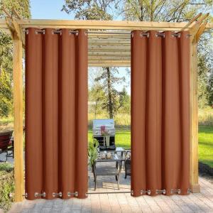 image:imageNICETOWN Weighted Outdoor Curtains for Patio Waterproof 84 inches Long 2 Panels Windproof Drapes Top amp Bottom Grommets Thermal Insulated Blinds Keep Privacy for YardPorch Biscotti Beige 52 WideBurnt Orange