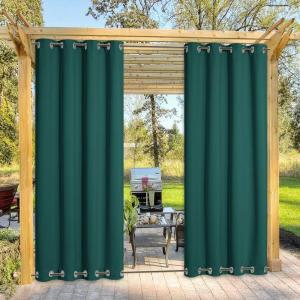 image:imageNICETOWN Weighted Outdoor Curtains for Patio Waterproof 84 inches Long 2 Panels Windproof Drapes Top amp Bottom Grommets Thermal Insulated Blinds Keep Privacy for YardPorch Biscotti Beige 52 WideHunter Green
