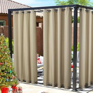image:imageNICETOWN Weighted Outdoor Curtains for Patio Waterproof 84 inches Long 2 Panels Windproof Drapes Top amp Bottom Grommets Thermal Insulated Blinds Keep Privacy for YardPorch Biscotti Beige 52 WideTaupe