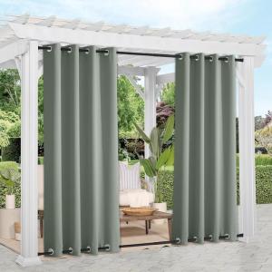 image:imageNICETOWN Weighted Outdoor Curtains for Patio Waterproof 84 inches Long 2 Panels Windproof Drapes Top amp Bottom Grommets Thermal Insulated Blinds Keep Privacy for YardPorch Biscotti Beige 52 WideSage Green