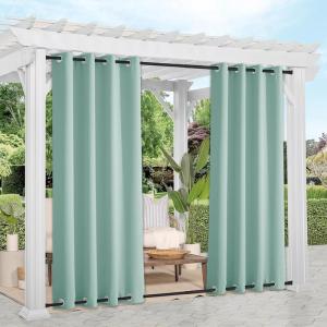 image:imageNICETOWN Weighted Outdoor Curtains for Patio Waterproof 84 inches Long 2 Panels Windproof Drapes Top amp Bottom Grommets Thermal Insulated Blinds Keep Privacy for YardPorch Biscotti Beige 52 WideAqua Blue