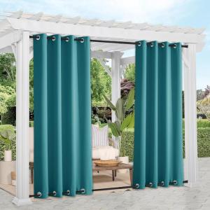 image:imageNICETOWN Weighted Outdoor Curtains for Patio Waterproof 84 inches Long 2 Panels Windproof Drapes Top amp Bottom Grommets Thermal Insulated Blinds Keep Privacy for YardPorch Biscotti Beige 52 WidePeacock Teal