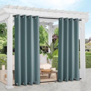 image:imageNICETOWN Weighted Outdoor Curtains for Patio Waterproof 84 inches Long 2 Panels Windproof Drapes Top amp Bottom Grommets Thermal Insulated Blinds Keep Privacy for YardPorch Biscotti Beige 52 WideGreyish Blue