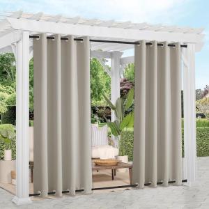 image:imageNICETOWN Weighted Outdoor Curtains for Patio Waterproof 84 inches Long 2 Panels Windproof Drapes Top amp Bottom Grommets Thermal Insulated Blinds Keep Privacy for YardPorch Biscotti Beige 52 WideNatural