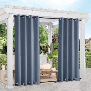 image:imageNICETOWN Weighted Outdoor Curtains for Patio Waterproof 84 inches Long 2 Panels Windproof Drapes Top amp Bottom Grommets Thermal Insulated Blinds Keep Privacy for YardPorch Biscotti Beige 52 WideStone Blue