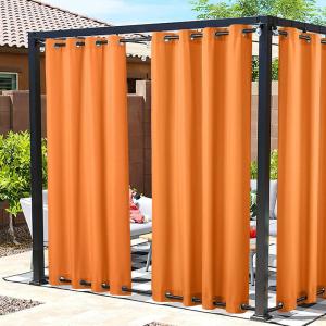 image:imageNICETOWN Weighted Outdoor Curtains for Patio Waterproof 84 inches Long 2 Panels Windproof Drapes Top amp Bottom Grommets Thermal Insulated Blinds Keep Privacy for YardPorch Biscotti Beige 52 WideOrange