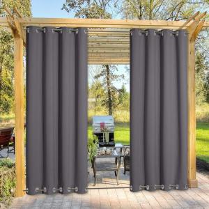 image:imageNICETOWN Weighted Outdoor Curtains for Patio Waterproof 84 inches Long 2 Panels Windproof Drapes Top amp Bottom Grommets Thermal Insulated Blinds Keep Privacy for YardPorch Biscotti Beige 52 WideGrey