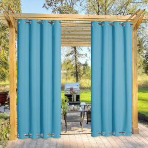 image:imageNICETOWN Weighted Outdoor Curtains for Patio Waterproof 84 inches Long 2 Panels Windproof Drapes Top amp Bottom Grommets Thermal Insulated Blinds Keep Privacy for YardPorch Biscotti Beige 52 WideTeal Blue