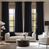 image:imageNICETOWN Grey Light Blocking Curtains 96 Inches Long 2 Panels for Living Room Bedroom Office Thermal Insulated Blackout Drapes Solid Grommet Noise Reducing Window Curtains W40Black