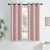 image:imageNICETOWN Grey Light Blocking Curtains 96 Inches Long 2 Panels for Living Room Bedroom Office Thermal Insulated Blackout Drapes Solid Grommet Noise Reducing Window Curtains W40Blush Pink