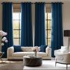 image:imageNICETOWN Grey Light Blocking Curtains 96 Inches Long 2 Panels for Living Room Bedroom Office Thermal Insulated Blackout Drapes Solid Grommet Noise Reducing Window Curtains W40Morrocan Blue