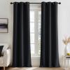 image:imageNICETOWN Grey Light Blocking Curtains 96 Inches Long 2 Panels for Living Room Bedroom Office Thermal Insulated Blackout Drapes Solid Grommet Noise Reducing Window Curtains W40Black