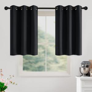 image:imageNICETOWN Grey Light Blocking Curtains 96 Inches Long 2 Panels for Living Room Bedroom Office Thermal Insulated Blackout Drapes Solid Grommet Noise Reducing Window Curtains W40Black