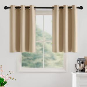 image:imageNICETOWN Grey Light Blocking Curtains 96 Inches Long 2 Panels for Living Room Bedroom Office Thermal Insulated Blackout Drapes Solid Grommet Noise Reducing Window Curtains W40Biscotti Beige