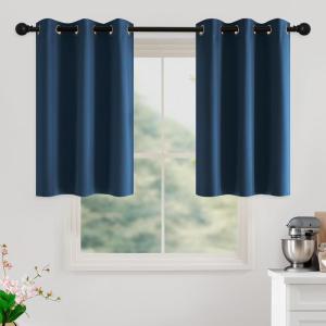 image:imageNICETOWN Grey Light Blocking Curtains 96 Inches Long 2 Panels for Living Room Bedroom Office Thermal Insulated Blackout Drapes Solid Grommet Noise Reducing Window Curtains W40Morrocan Blue