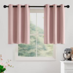 image:imageNICETOWN Grey Light Blocking Curtains 96 Inches Long 2 Panels for Living Room Bedroom Office Thermal Insulated Blackout Drapes Solid Grommet Noise Reducing Window Curtains W40Blush Pink
