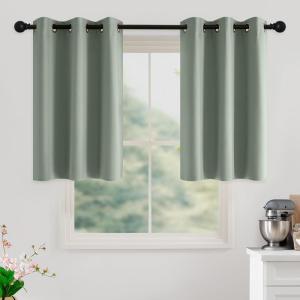image:imageNICETOWN Grey Light Blocking Curtains 96 Inches Long 2 Panels for Living Room Bedroom Office Thermal Insulated Blackout Drapes Solid Grommet Noise Reducing Window Curtains W40Sage Green