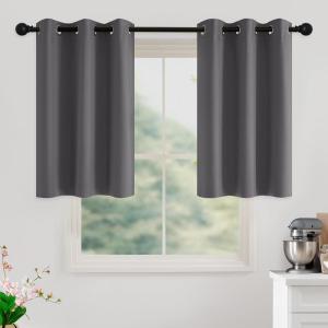 image:imageNICETOWN Grey Light Blocking Curtains 96 Inches Long 2 Panels for Living Room Bedroom Office Thermal Insulated Blackout Drapes Solid Grommet Noise Reducing Window Curtains W40Grey