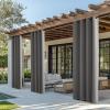 image:imageNICETOWN 100 Blackout Outdoor Curtains for Patio Waterproof 2 Panels Linen Textured Thermal Insulated IndoorOutside Drapes for Gazebo Privacy Sun Shades for Porch Garden W52 x L84 Inch NaturalGrey