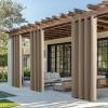 image:imageNICETOWN 100 Blackout Outdoor Curtains for Patio Waterproof 2 Panels Linen Textured Thermal Insulated IndoorOutside Drapes for Gazebo Privacy Sun Shades for Porch Garden W52 x L84 Inch NaturalTaupe