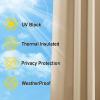 image:imageNICETOWN 2 Panels RodFree Outdoor Curtains for Patio Waterproof Sticky Top amp Back Tab Bottom with Free Rope for Wind Resistance Weatherproof Drapes for GazeboPorch W52 x L84 in Biscotti BeigeBiscotti Beige