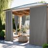image:imageNICETOWN 2 Panels RodFree Outdoor Curtains for Patio Waterproof Sticky Top amp Back Tab Bottom with Free Rope for Wind Resistance Weatherproof Drapes for GazeboPorch W52 x L84 in Biscotti BeigeLinen Gray