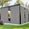 image:imageNICETOWN 2 Panels RodFree Outdoor Curtains for Patio Waterproof Sticky Top amp Back Tab Bottom with Free Rope for Wind Resistance Weatherproof Drapes for GazeboPorch W52 x L84 in Biscotti BeigeSilver Gray
