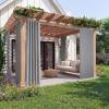 image:imageNICETOWN 2 Panels RodFree Outdoor Curtains for Patio Waterproof Sticky Top amp Back Tab Bottom with Free Rope for Wind Resistance Weatherproof Drapes for GazeboPorch W52 x L84 in Biscotti BeigeLinen Light Gray