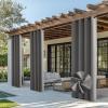 image:imageNICETOWN 100 Blackout Outdoor Curtains for Patio Waterproof 2 Panels Linen Textured Thermal Insulated IndoorOutside Drapes for Gazebo Privacy Sun Shades for Porch Garden W52 x L84 Inch NaturalGrey