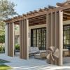 image:imageNICETOWN 100 Blackout Outdoor Curtains for Patio Waterproof 2 Panels Linen Textured Thermal Insulated IndoorOutside Drapes for Gazebo Privacy Sun Shades for Porch Garden W52 x L84 Inch NaturalTaupe